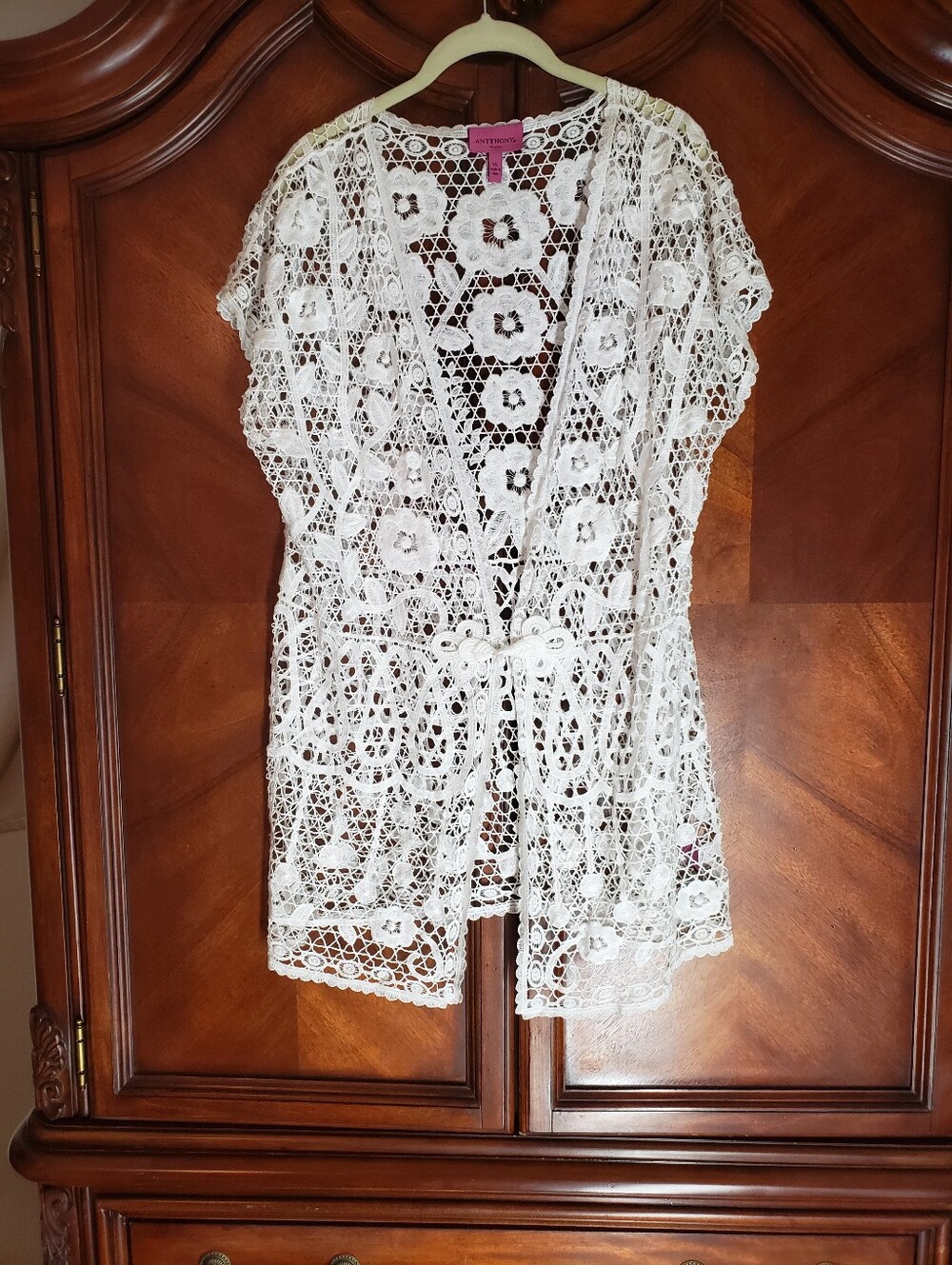 White Crochet Openwork Cardigan